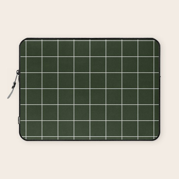 Small Grid Pattern - Deep Green Laptop Sleeve Gallery Image 1