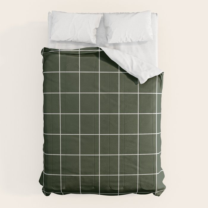 Small Grid Pattern - Deep Green Comforter Gallery Image 6