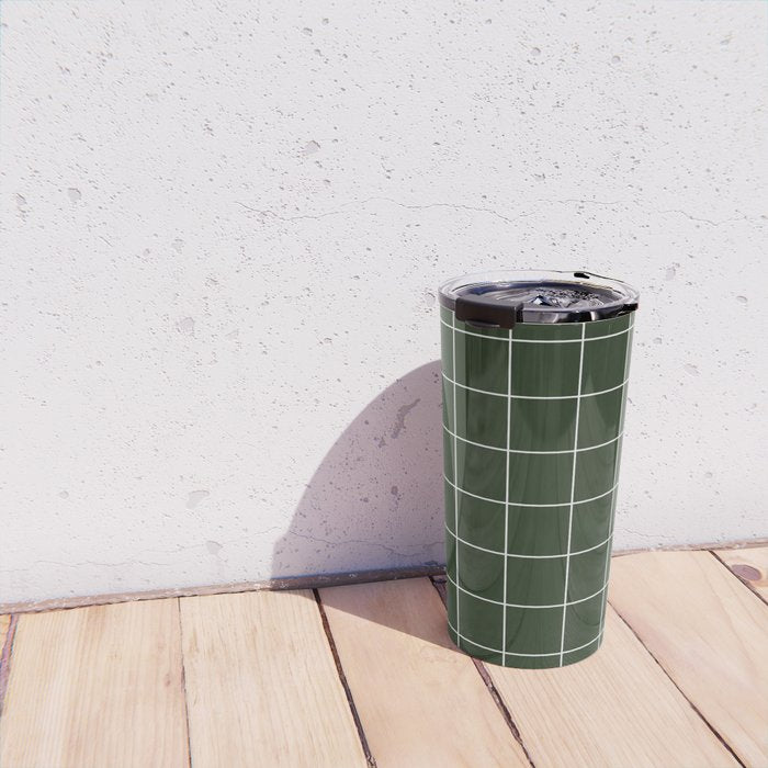 Small Grid Pattern - Deep Green Travel Mug Gallery Image 4