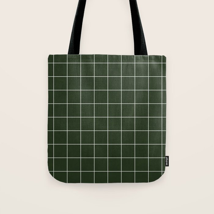 Small Grid Pattern - Deep Green Tote Bag Gallery Image 1