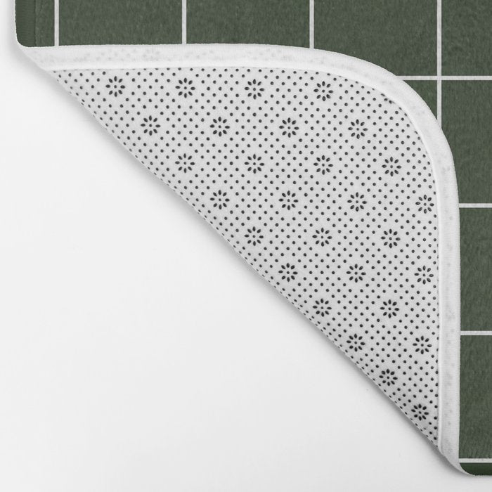 Small Grid Pattern - Deep Green Bath Mat Gallery Image 2