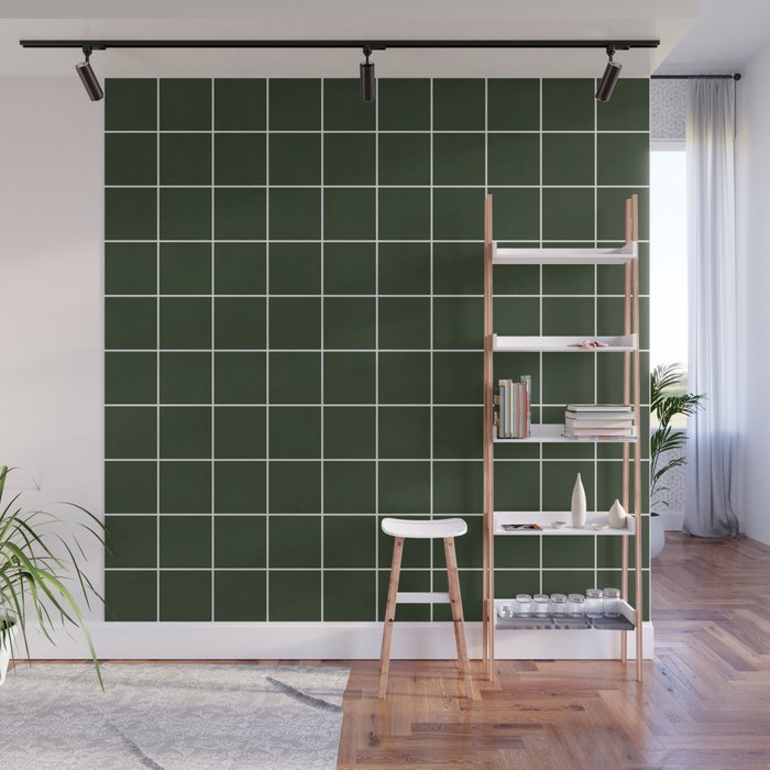 Small Grid Pattern - Deep Green Wall Mural Gallery Image 1