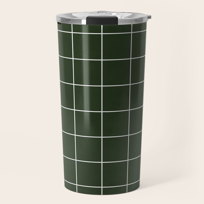 Small Grid Pattern - Deep Green Travel Mug Gallery Image 1