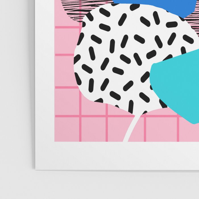 Hot Hand - memphis retro throwback neon grid pattern minimal modern pop art basketball sports Poster Gallery Image 3