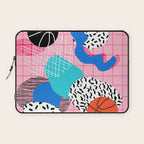 Hot Hand - memphis retro throwback neon grid pattern minimal modern pop art basketball sports Laptop Sleeve Gallery Image 1