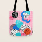 Hot Hand - memphis retro throwback neon grid pattern minimal modern pop art basketball sports Tote Bag Gallery Image 1