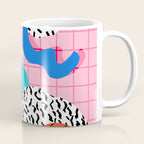 Hot Hand - memphis retro throwback neon grid pattern minimal modern pop art basketball sports Coffee Mug Gallery Image 1