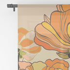 70s, Orange California poppies, mid century, 70s retro, flowers Window Curtain Gallery Image 2