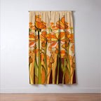 70s, Orange California poppies, mid century, 70s retro, flowers Window Curtain Gallery Image 3