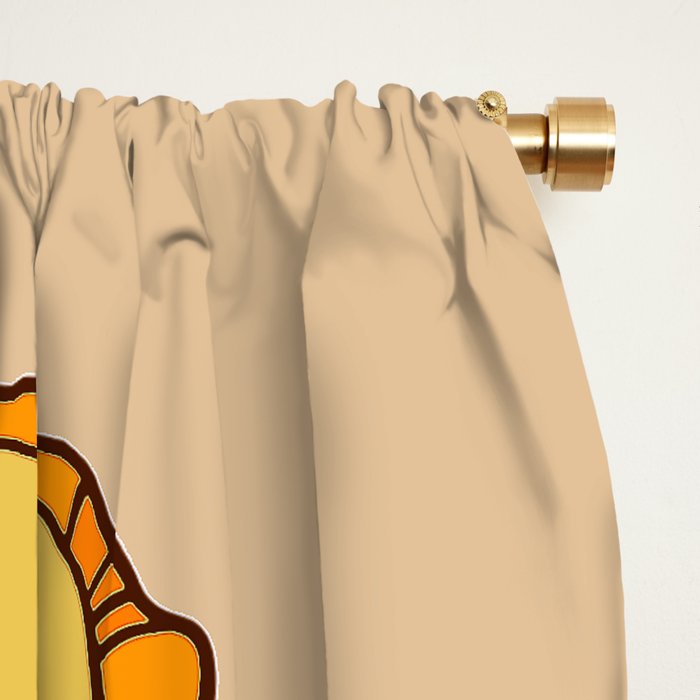 70s, Orange California poppies, mid century, 70s retro, flowers Window Curtain Gallery Image 2