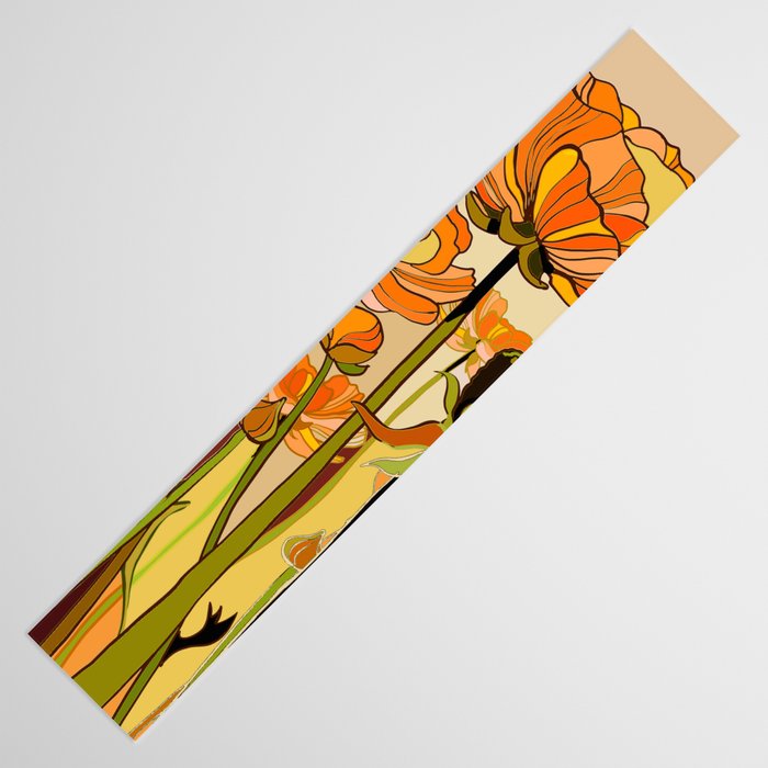 70s, Orange California poppies, mid century, 70s retro, flowers Table Runner Gallery Image 3