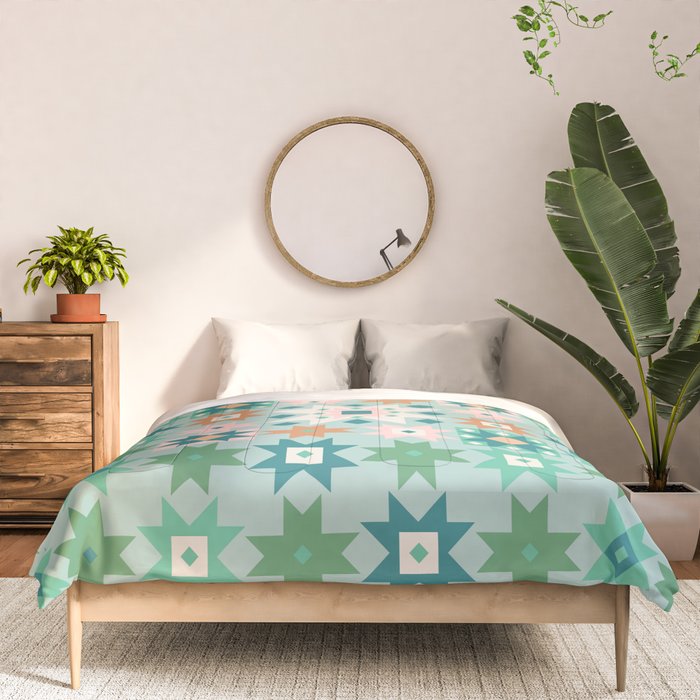 Geometric Quilt - Blue Green Comforter Gallery Image 3