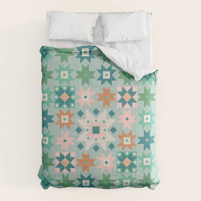 Geometric Quilt - Blue Green Comforter Gallery Image 1