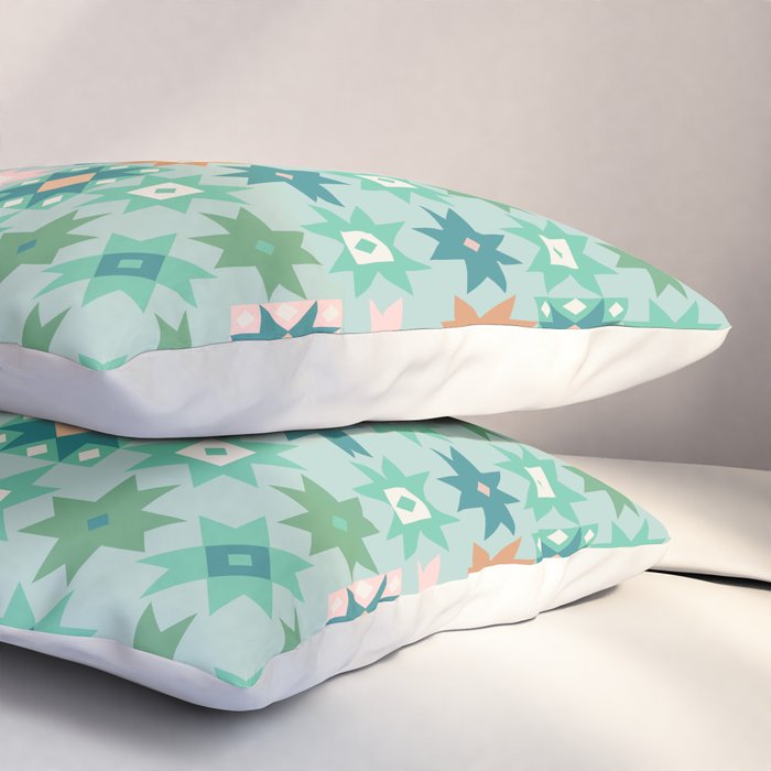 Geometric Quilt - Blue Green Pillow Sham Gallery Image 3