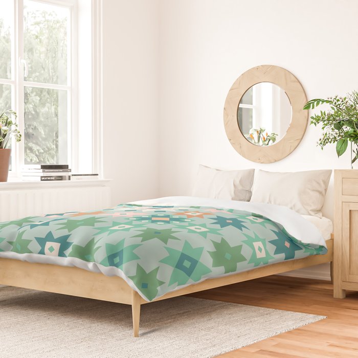 Geometric Quilt - Blue Green Duvet Cover Gallery Image 2