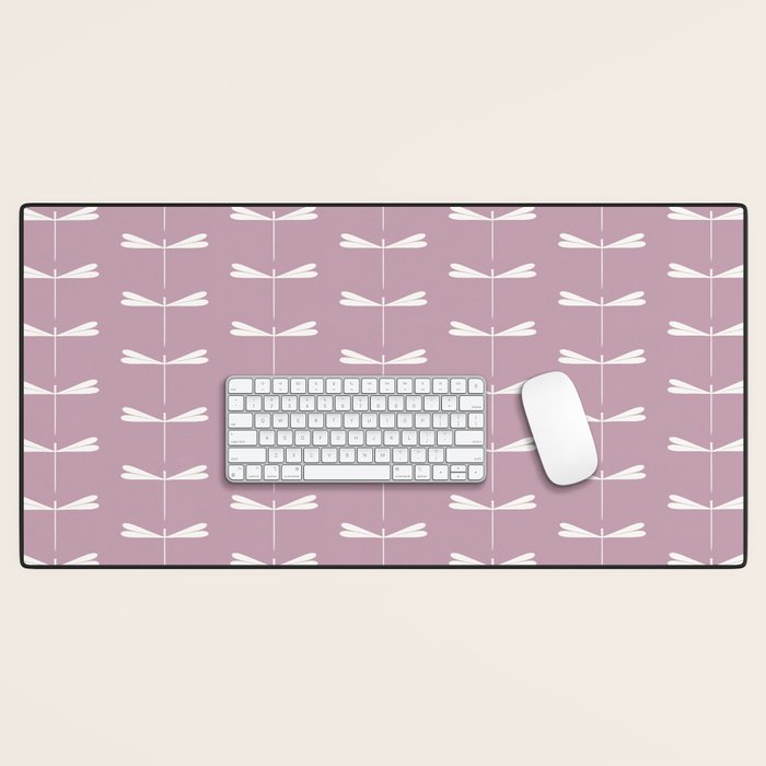 Dragonfly Minimalism XVI Lavender Purple Desk Mat Gallery Image 1