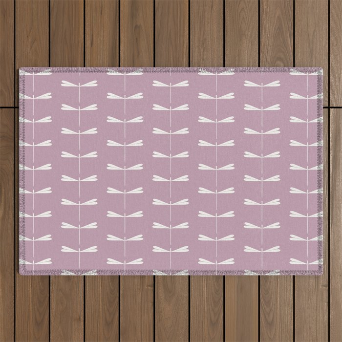 Dragonfly Minimalism XVI Lavender Purple Outdoor Rug Gallery Image 1