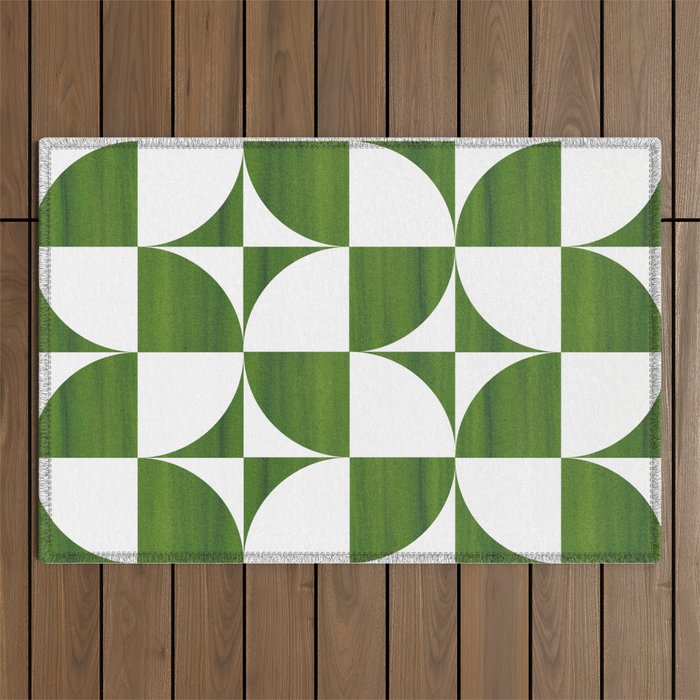 Quadrants (Matcha Green) Outdoor Rug Gallery Image 1
