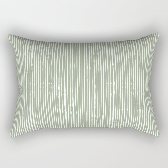 Rustic Abstract Stripes, Sage Green and White Rectangular Pillow Gallery Image 1