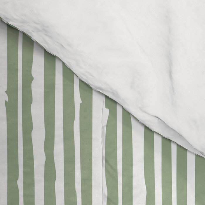 Rustic Abstract Stripes, Sage Green and White Comforter Gallery Image 4