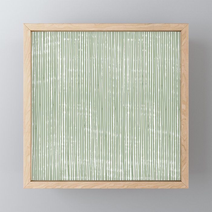 Rustic Abstract Stripes, Sage Green and White Mini Art Print Gallery Image 1