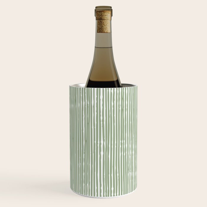 Rustic Abstract Stripes, Sage Green and White Wine Chiller Gallery Image 2