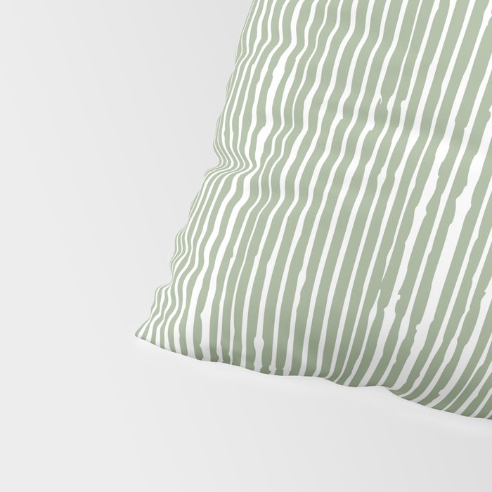 Rustic Abstract Stripes, Sage Green and White Pillow Sham Gallery Image 4