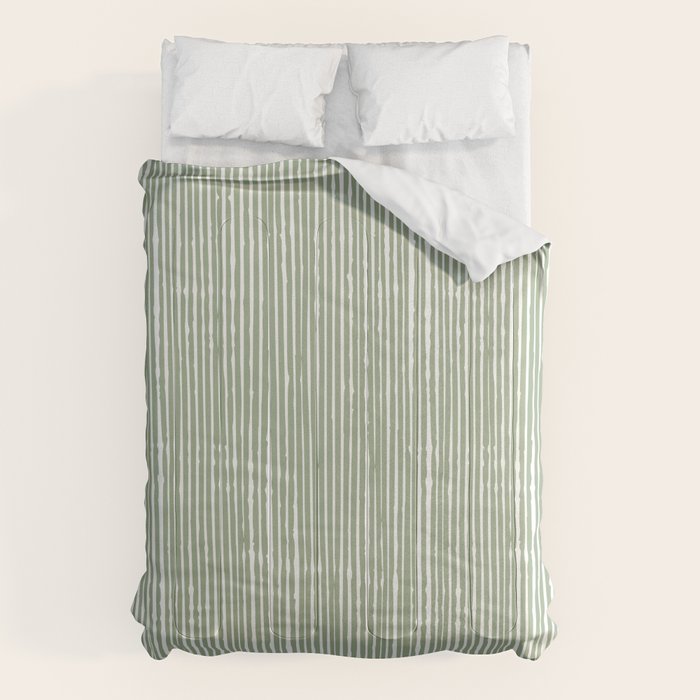 Rustic Abstract Stripes, Sage Green and White Comforter Gallery Image 6