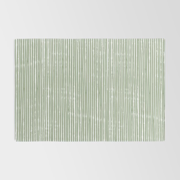 Rustic Abstract Stripes, Sage Green and White Rug Gallery Image 2