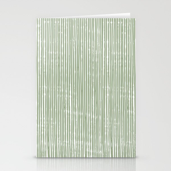 Rustic Abstract Stripes, Sage Green and White Stationery Card Gallery Image 1