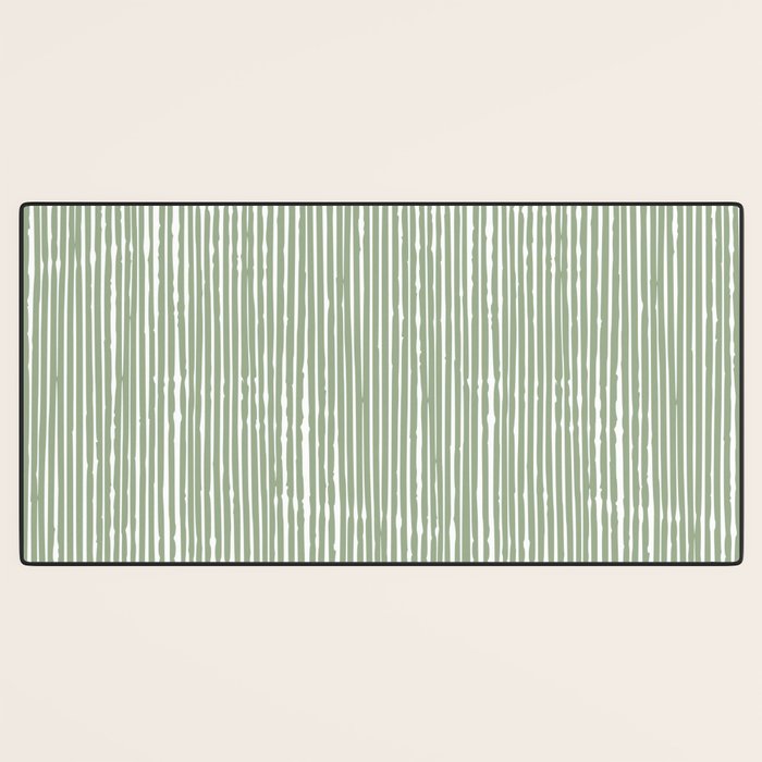 Rustic Abstract Stripes, Sage Green and White Desk Mat Gallery Image 3