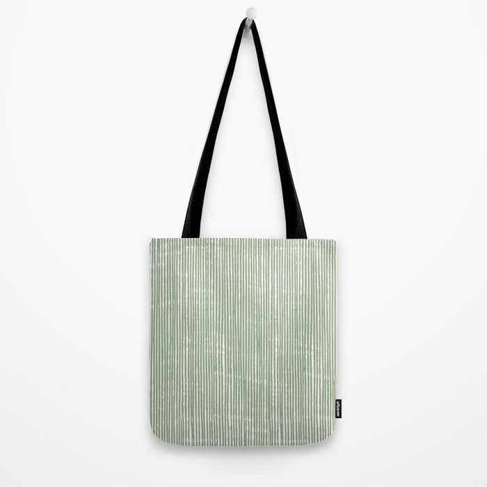 Rustic Abstract Stripes, Sage Green and White Tote Bag Gallery Image 2