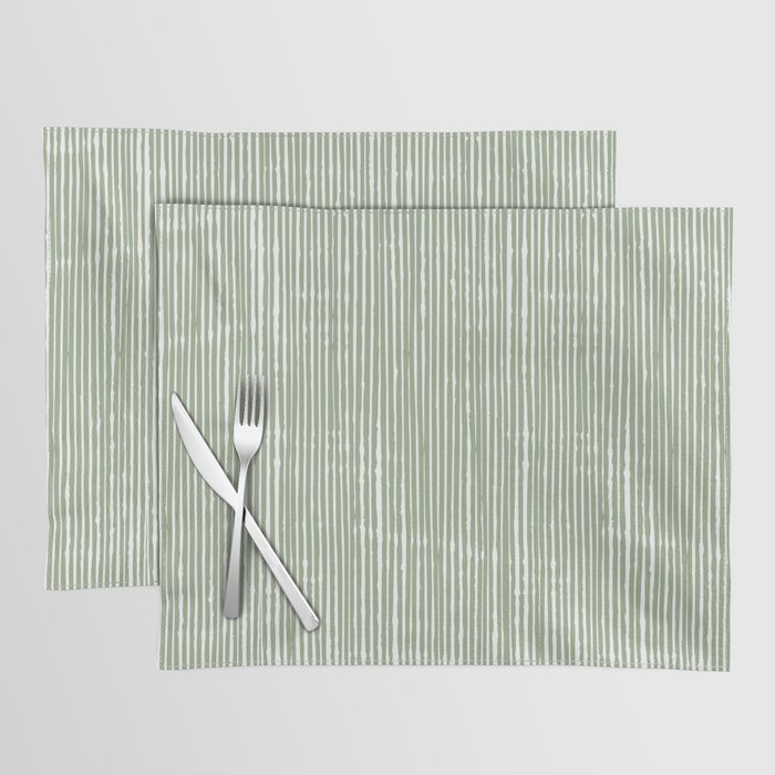 Rustic Abstract Stripes, Sage Green and White Placemat Gallery Image 1