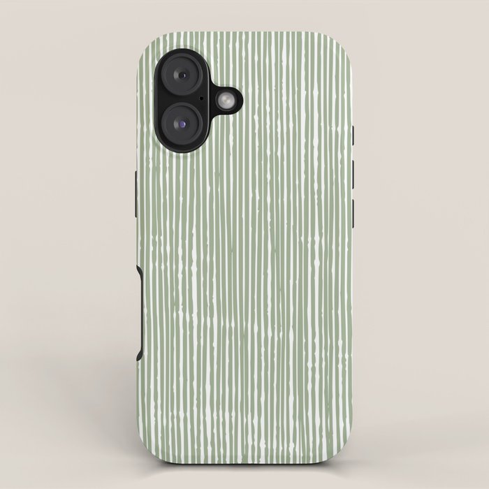 Rustic Abstract Stripes, Sage Green and White iPhone Case Gallery Image 1