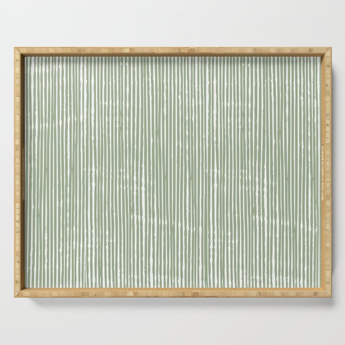 Rustic Abstract Stripes, Sage Green and White Serving Tray Gallery Image 1