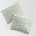 Rustic Abstract Stripes, Sage Green and White Pillow Sham Gallery Image 3