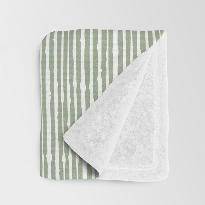 Rustic Abstract Stripes, Sage Green and White Throw Blanket Gallery Image 3