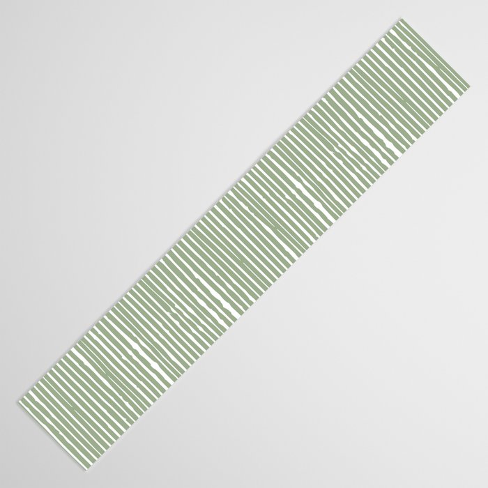 Rustic Abstract Stripes, Sage Green and White Table Runner Gallery Image 3