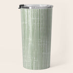 Rustic Abstract Stripes, Sage Green and White Travel Mug Gallery Image 3