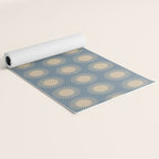 Boho Summer Sun Pattern XVII Blue and Beige Yoga Mat Gallery Image 2