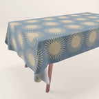 Boho Summer Sun Pattern XVII Blue and Beige Tablecloth Gallery Image 1
