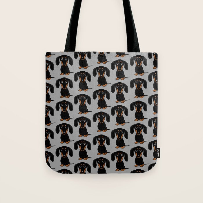 Black and Tan Dachshund | Cute Cartoon Wiener Dog Tote Bag Gallery Image 1
