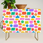 Fun retro sticker quote cartoon pattern Credenza Gallery Image 1