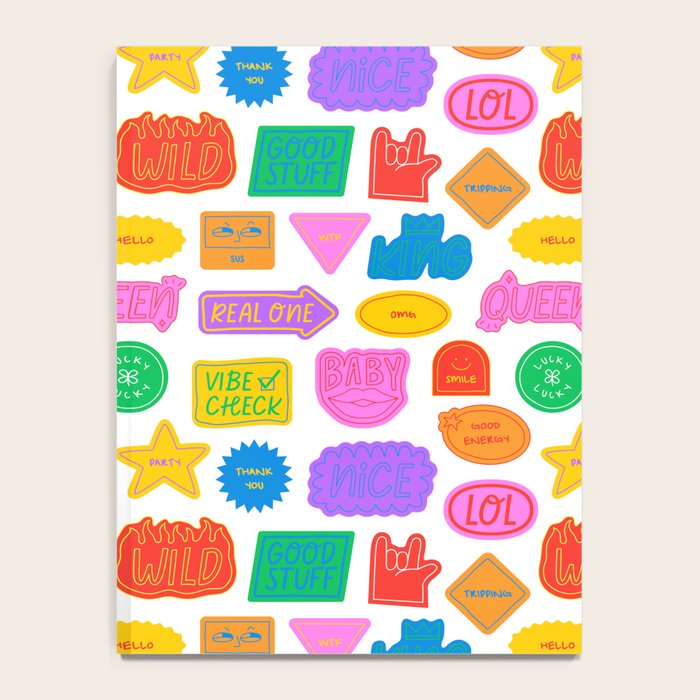 Fun retro sticker quote cartoon pattern Notebook Gallery Image 4