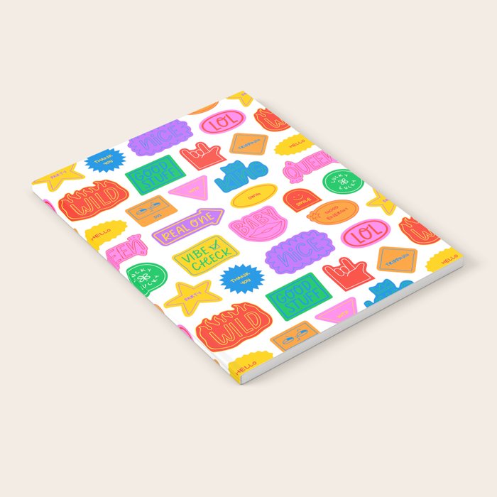 Fun retro sticker quote cartoon pattern Notebook Gallery Image 2
