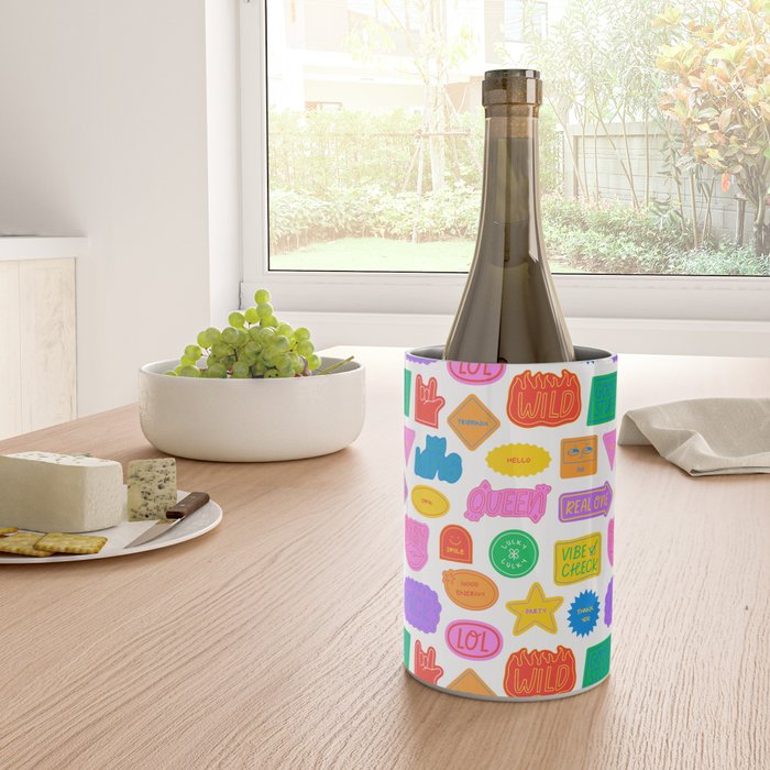 Fun retro sticker quote cartoon pattern Wine Chiller Gallery Image 4