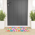 Fun retro sticker quote cartoon pattern Welcome Mat Gallery Image 3