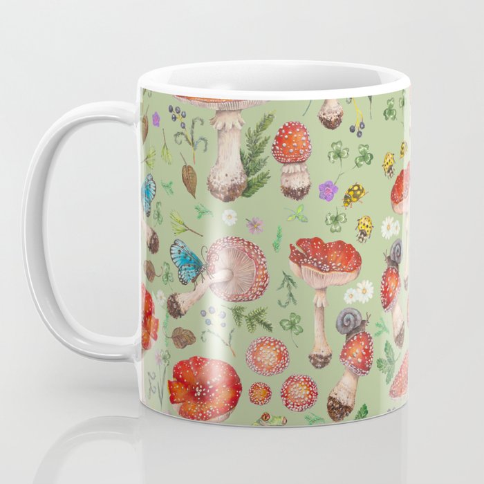 Lovely Red Mushrooms - GreenBG Coffee Mug Gallery Image 3