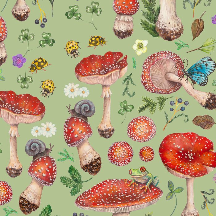 Lovely Red Mushrooms - GreenBG Coffee Mug Gallery Image 2