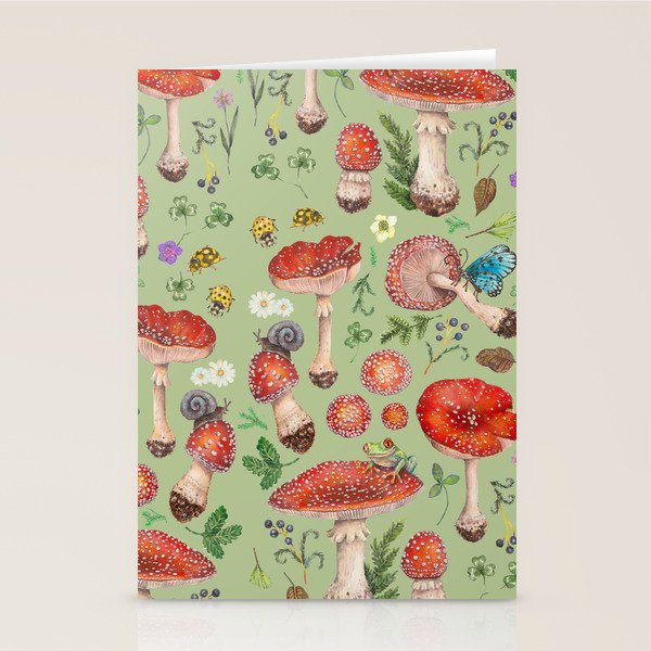 Lovely Red Mushrooms - GreenBG Stationery Card Gallery Image 2